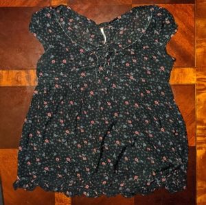 Free People tie up front sheer blouse XS